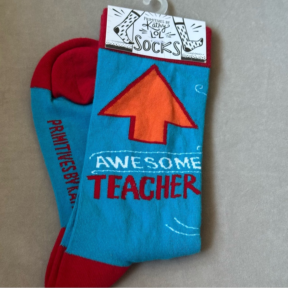 Women’s Socks Primitives By Kathy Awesome Teacher One Size Brand New